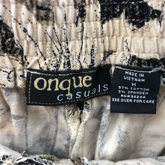 Onque Casuals Womens Pants Medium Straight Leg Brown Floral Relaxed Boho Travel - Picture 8 of 12